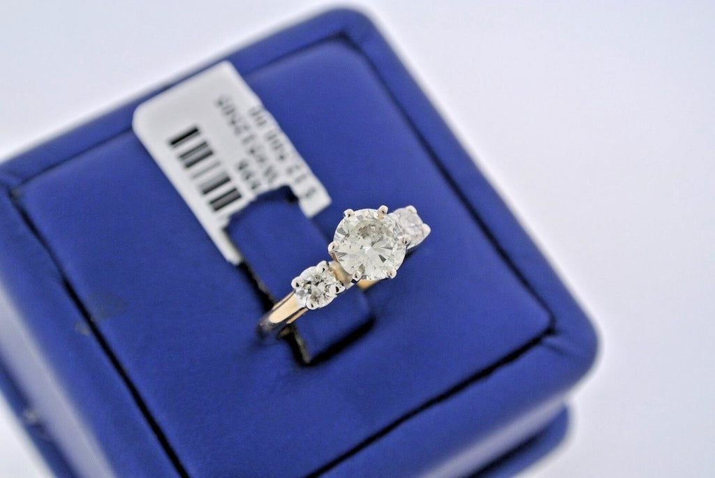 14k Two Tone Gold 1.25 CT Diamond Engagement Ring, 3.6gm, Size 4.75