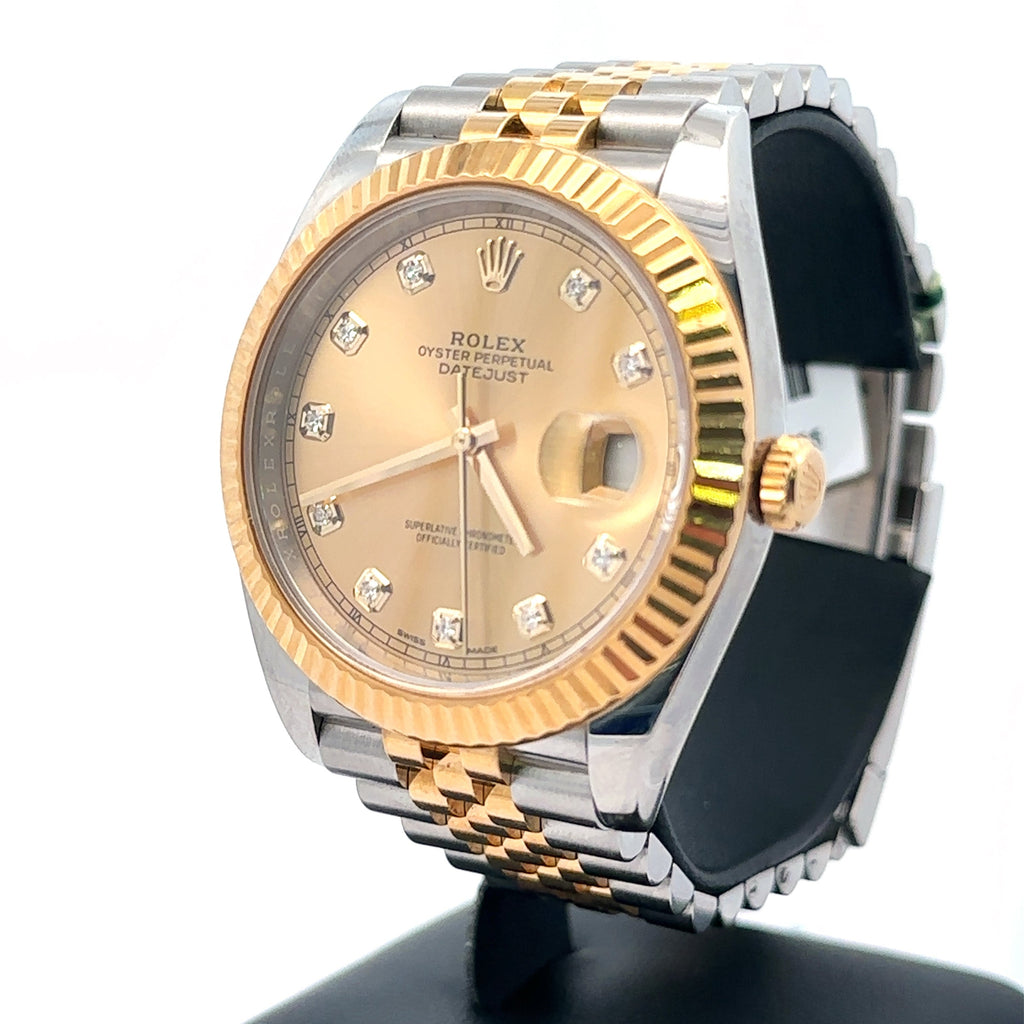 Pre-Owned Rolex Datejust 41mm 2 Tone 18k Yellow Gold Watch 1263331 Fluted Bezel