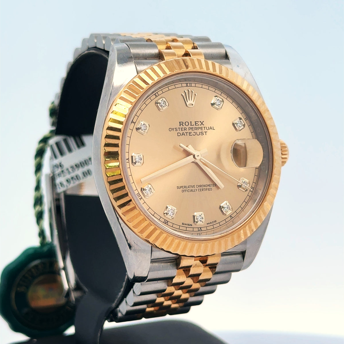 Pre-Owned Rolex Datejust 41mm 2 Tone 18k Yellow Gold Watch 1263331 Fluted Bezel