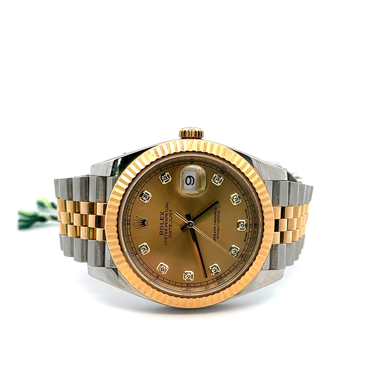Pre-Owned Rolex Datejust 41mm 2 Tone 18k Yellow Gold Watch 1263331 Fluted Bezel