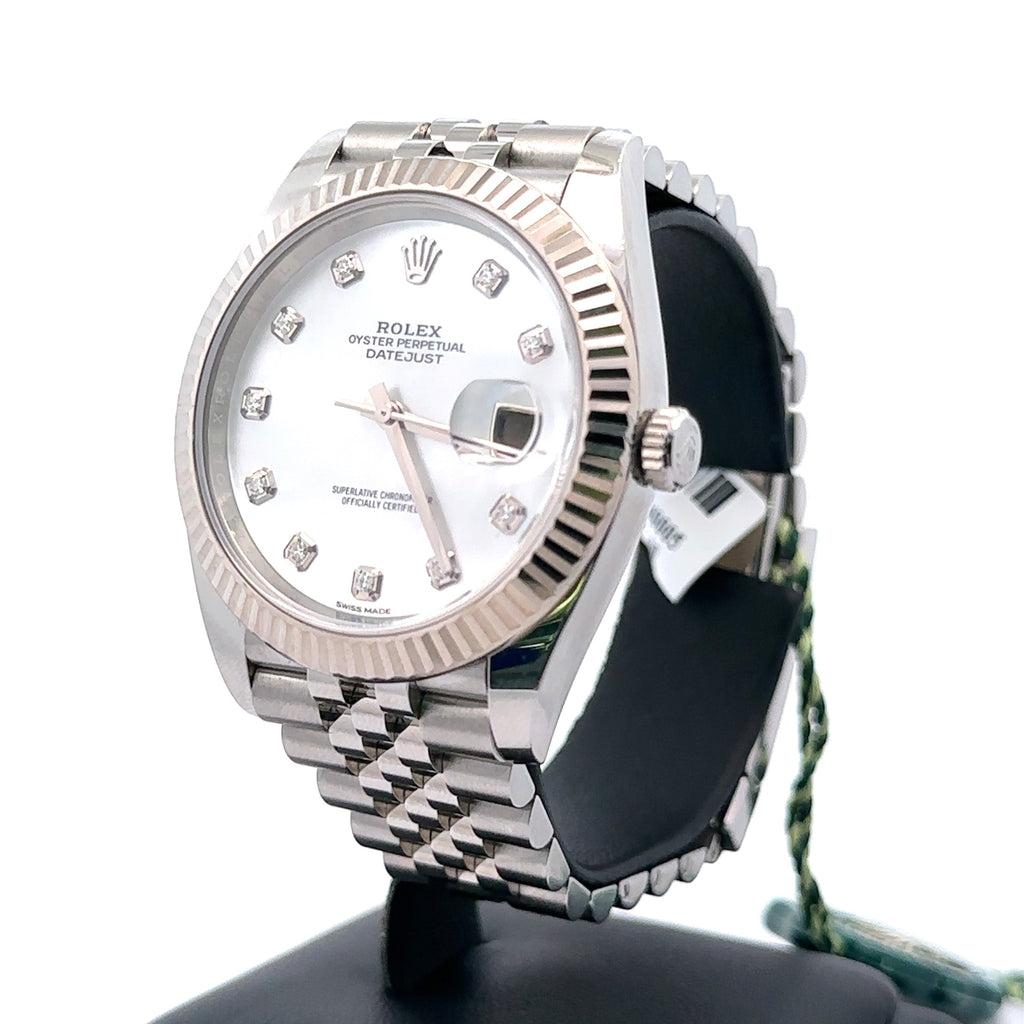 Pre-Owned Rolex Datejust 41mm Stainless Steel Watch 126334 Gold Fluted Bezel