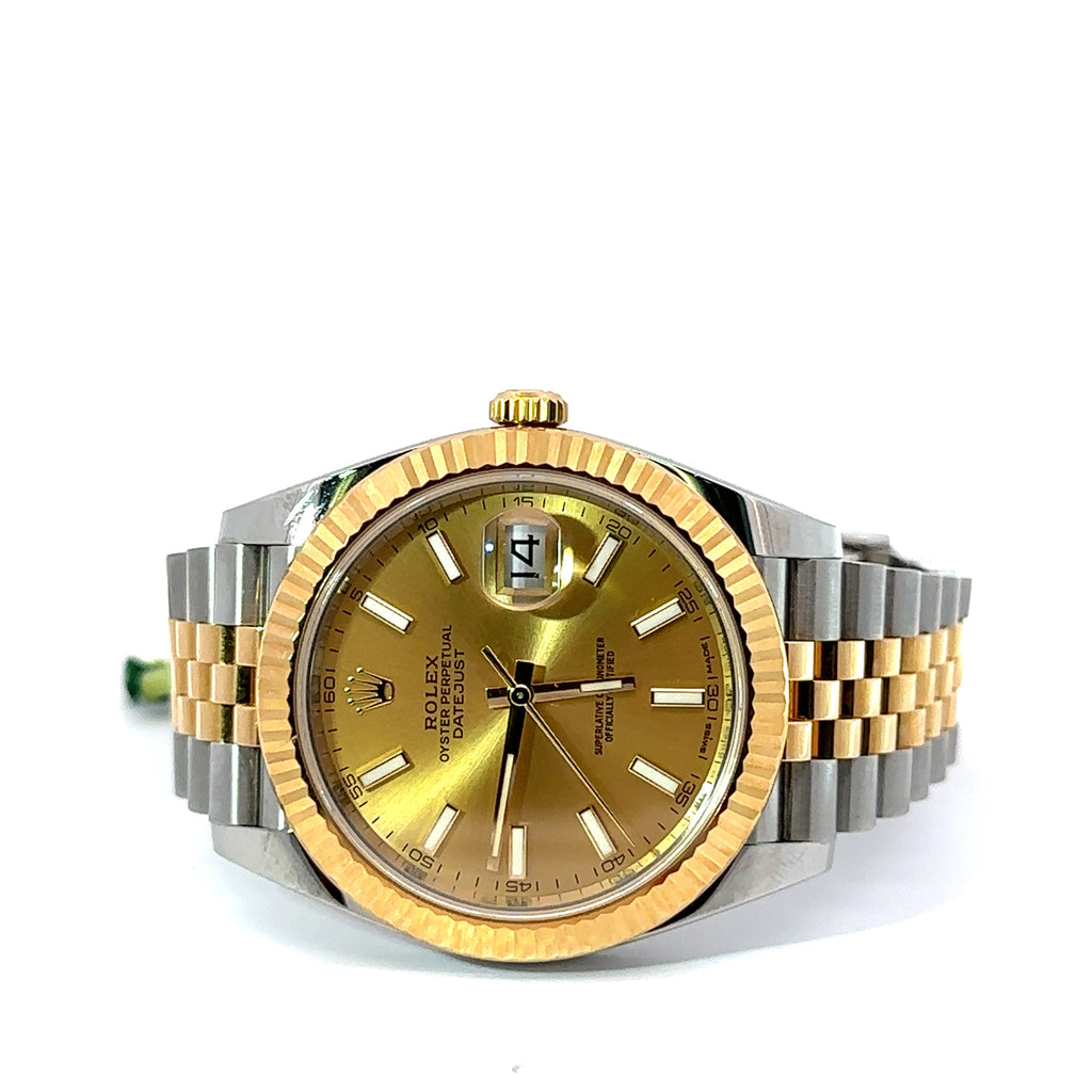 Pre-Owned Rolex Datejust 41mm 2 Tone 18k Yellow Gold Watch 126333 Fluted Bezel