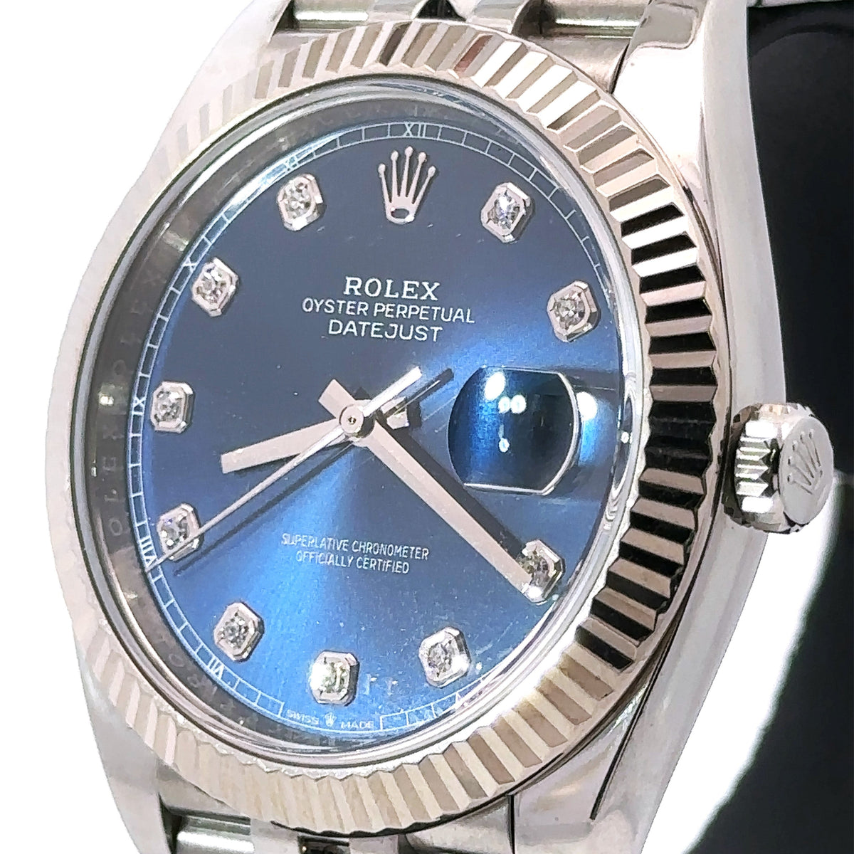 Pre-Owned Rolex Datejust 41mm Stainless Steel Watch 126334 Gold Fluted Bezel Philadelphia
