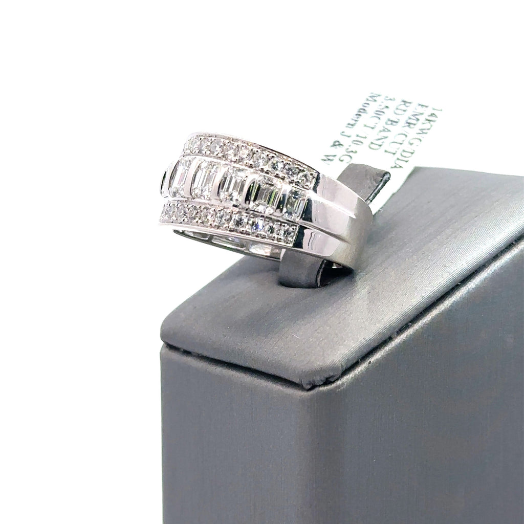 14k White Gold 3.25CT Emerald Diamond Wedding Band 10.3g Size 10 S107764