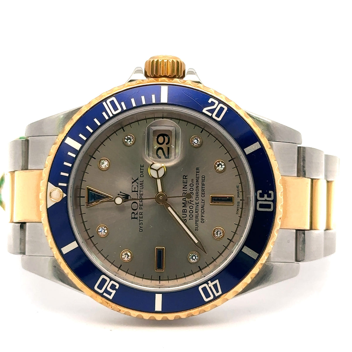 Pre-Owned Rolex Submariner Date 40mm 2 Tone Watch 16613 18k Yellow Gold S107506