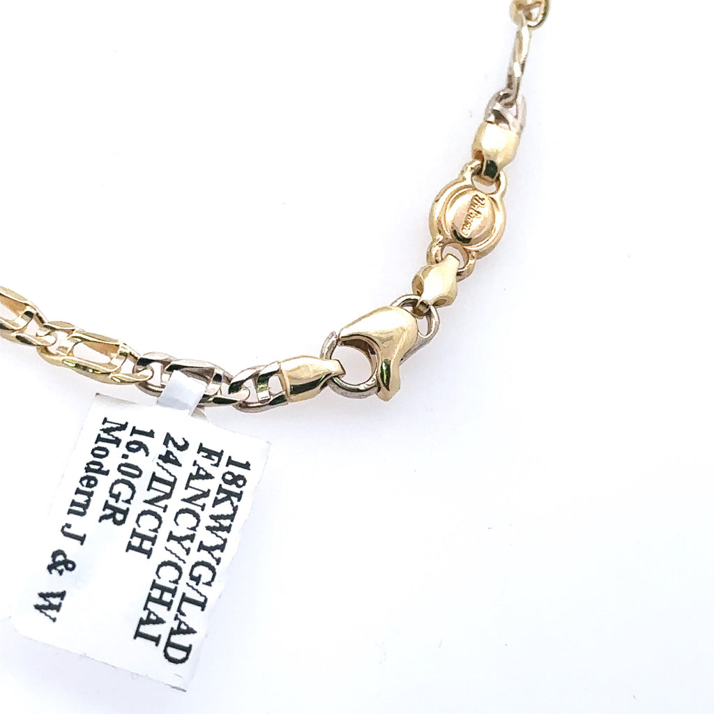 18K Yellow & white Gold ladies Fancy Link Chain Necklace, 16G, 24' S107796
