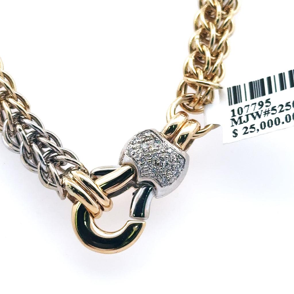 Unoaerre 18K Two-tone Gold ladies Fancy Choker Necklace, 36.9G,  18'  S107795