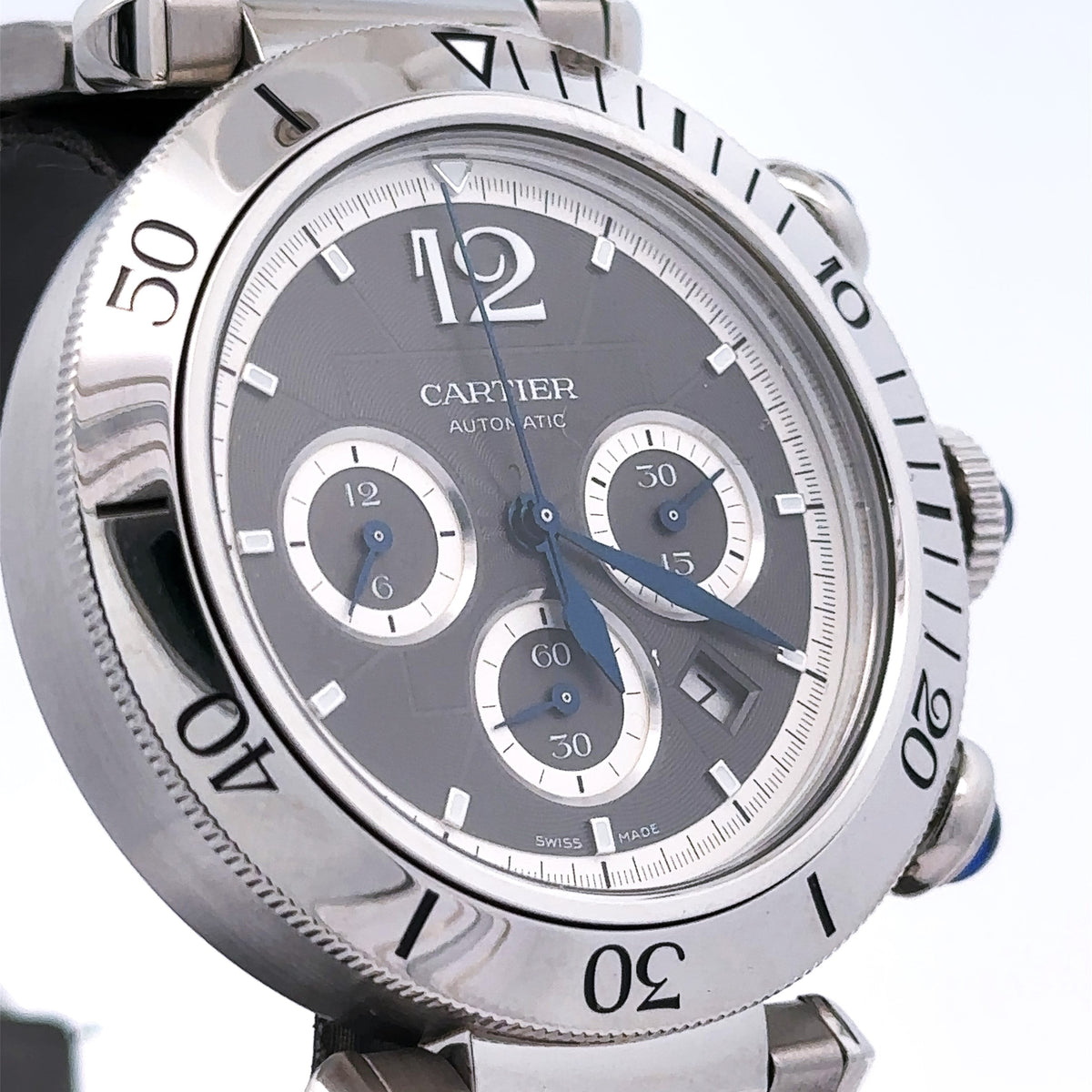 Cartier Pasha WSPA0027 Stainless Steel Chronograph 41mm Watch -brand new