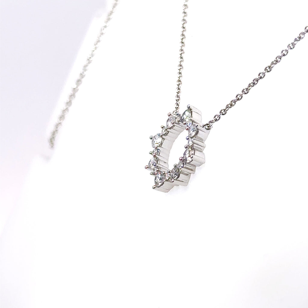 18k White Gold 0.20Ct Diamond Pendant Necklace 3.6G, S16042