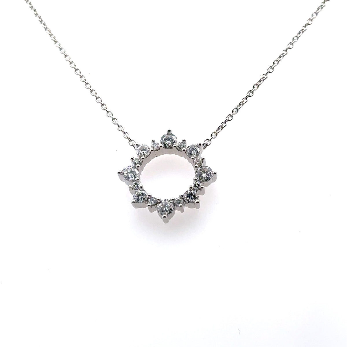 18k White Gold 0.20Ct Diamond Pendant Necklace 3.6G, S16042