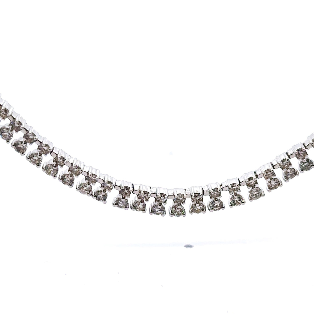 Brilliant Moments 14k White Gold 6.75CT 2 row Diamond Necklace 19.4gm,  S16043
