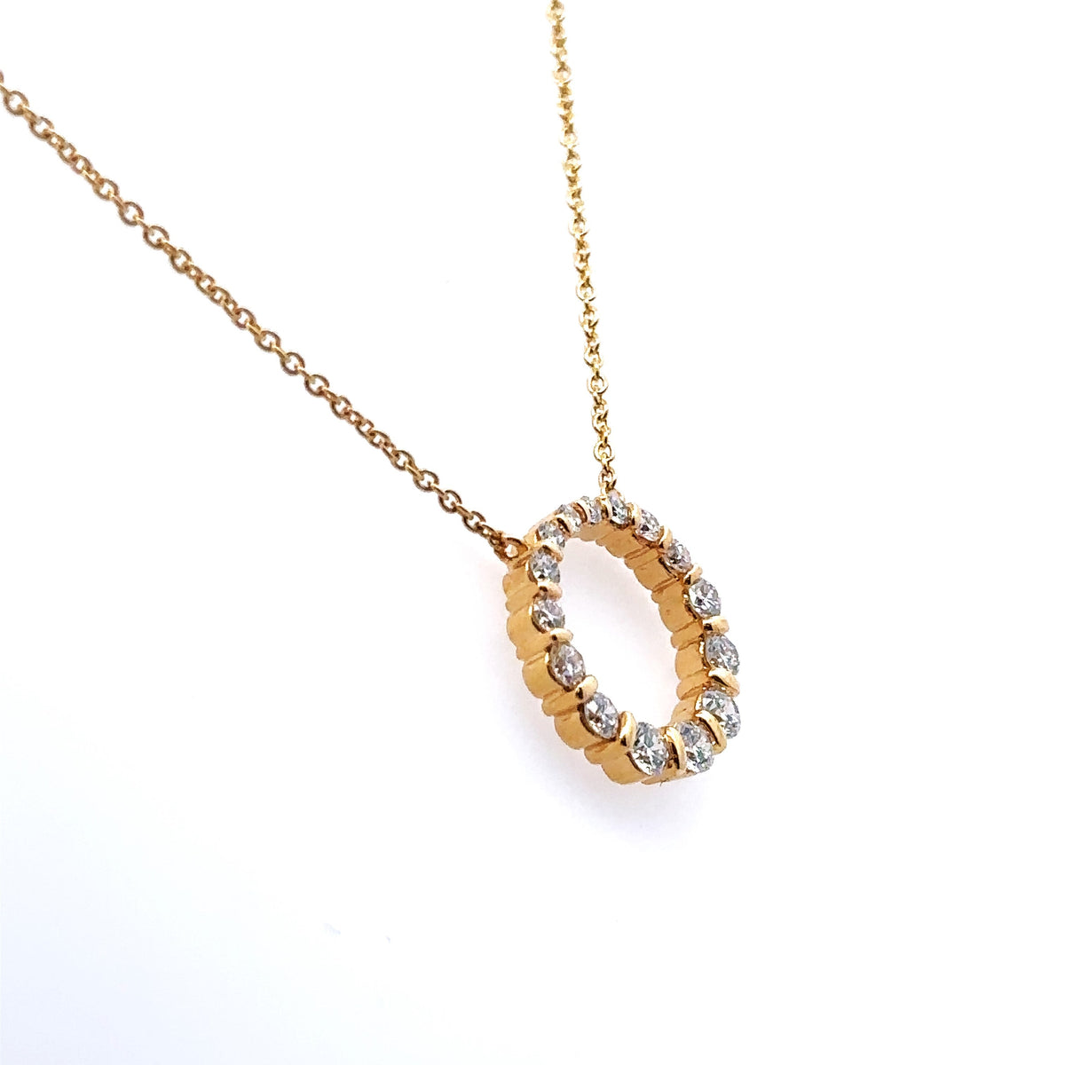 18k Yellow Gold 0.50 CT Ladies Diamond circle pendant Necklace, 3.6g, S16045