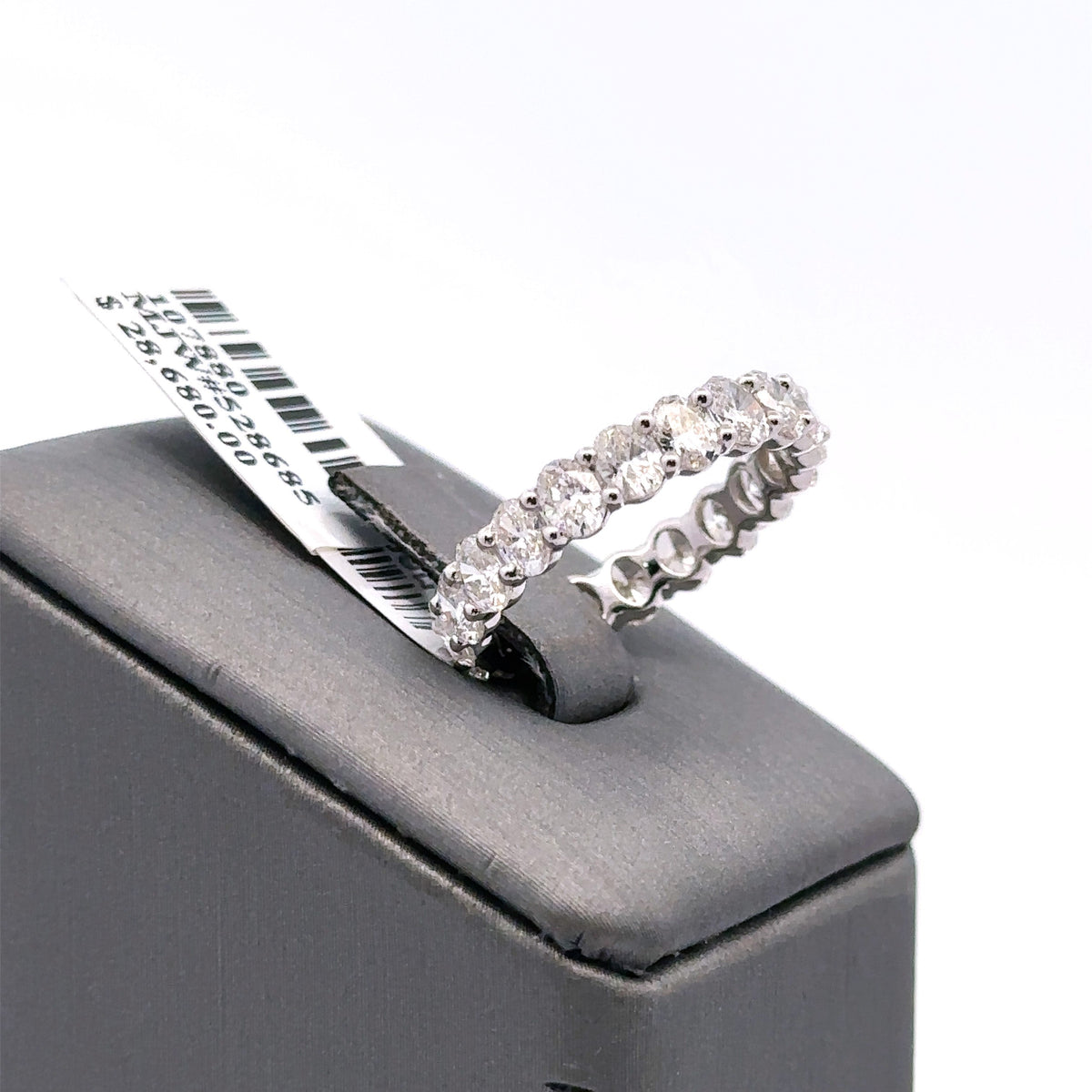 14K White Gold 3.00CT Oval Cut Diamond Eternity Band, 2.5gm, Size 6 S107880
