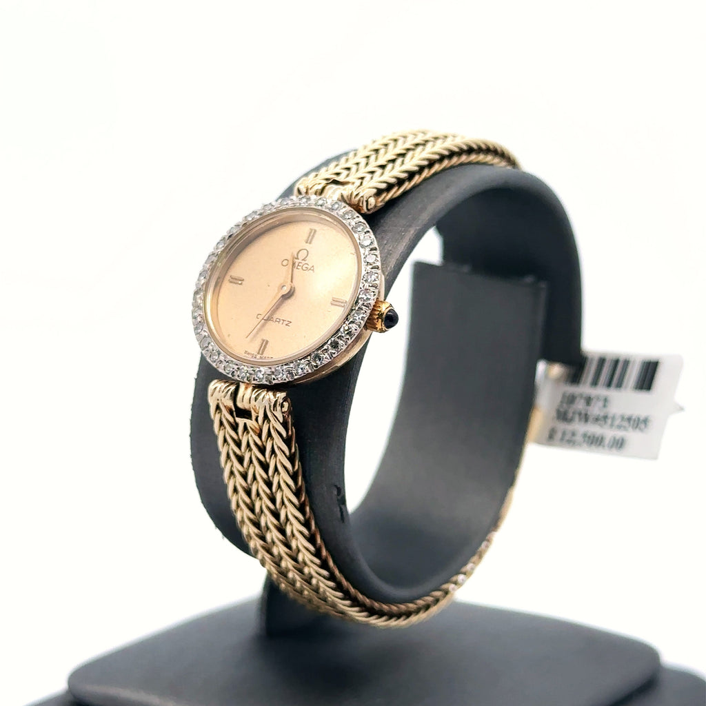 Omega 14k Yellow Gold Diamond Bezel Ladies Watch 27.5 Grams,20mm (Pre-owned)