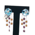 14k White Gold 10.00CT Multi Color Stones Flower dangle Earrings, 11.1gm S101486