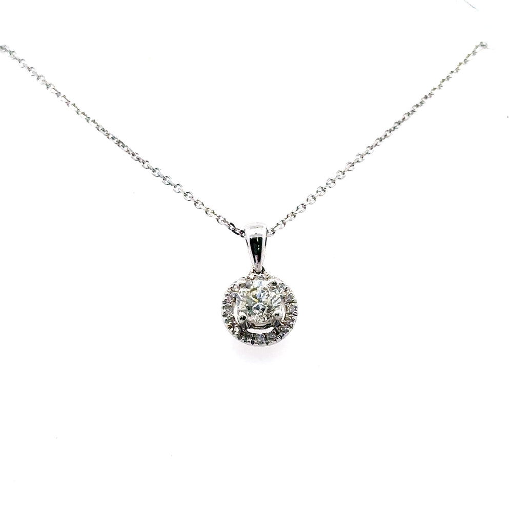 14k White Gold 0.65 Ct Diamond Pendant Necklace, 2.8gm, S107550