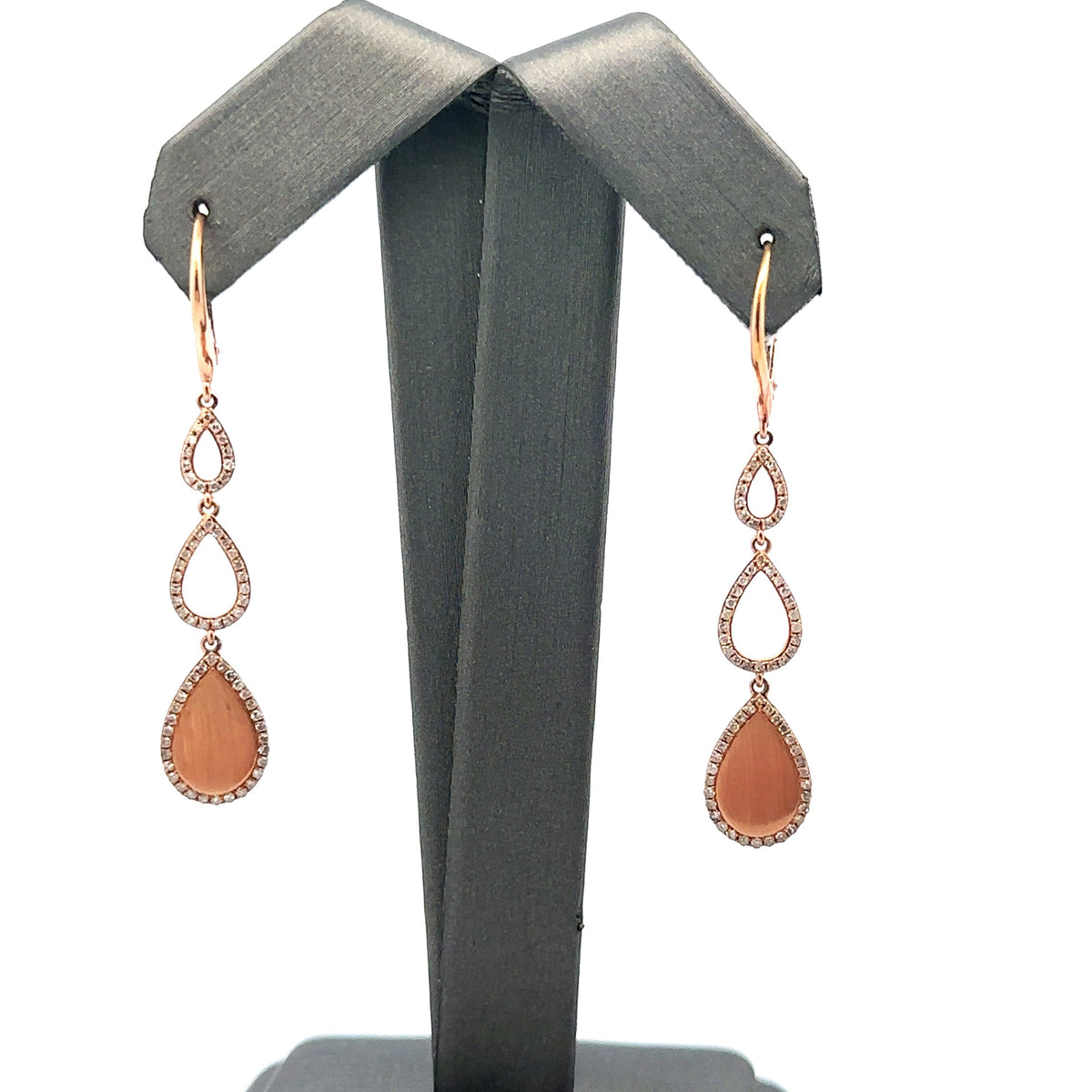 14k Rose Gold 0.40ct Ladies Dangling Earrings, 4.3g, S14366