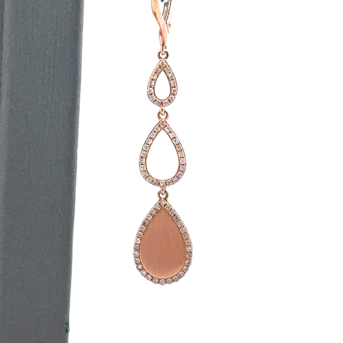14k Rose Gold 0.40ct Ladies Dangling Earrings, 4.3g, S14366
