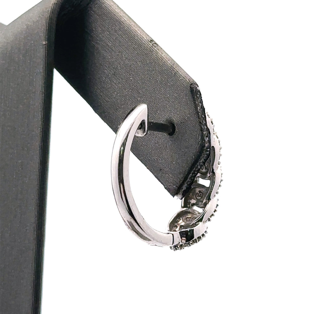 10k White Gold .50CT Diamond Cuban Style Hoop Earrings, 3.5gm, S14901