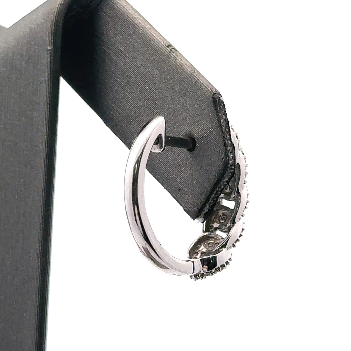 10k White Gold .50CT Diamond Cuban Style Hoop Earrings, 3.5gm, S14901