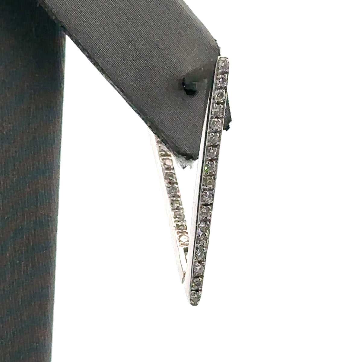 14k White Gold .75CT Diamond Inside Out Triangle Hoop Earrings, 4.8gm, S106936