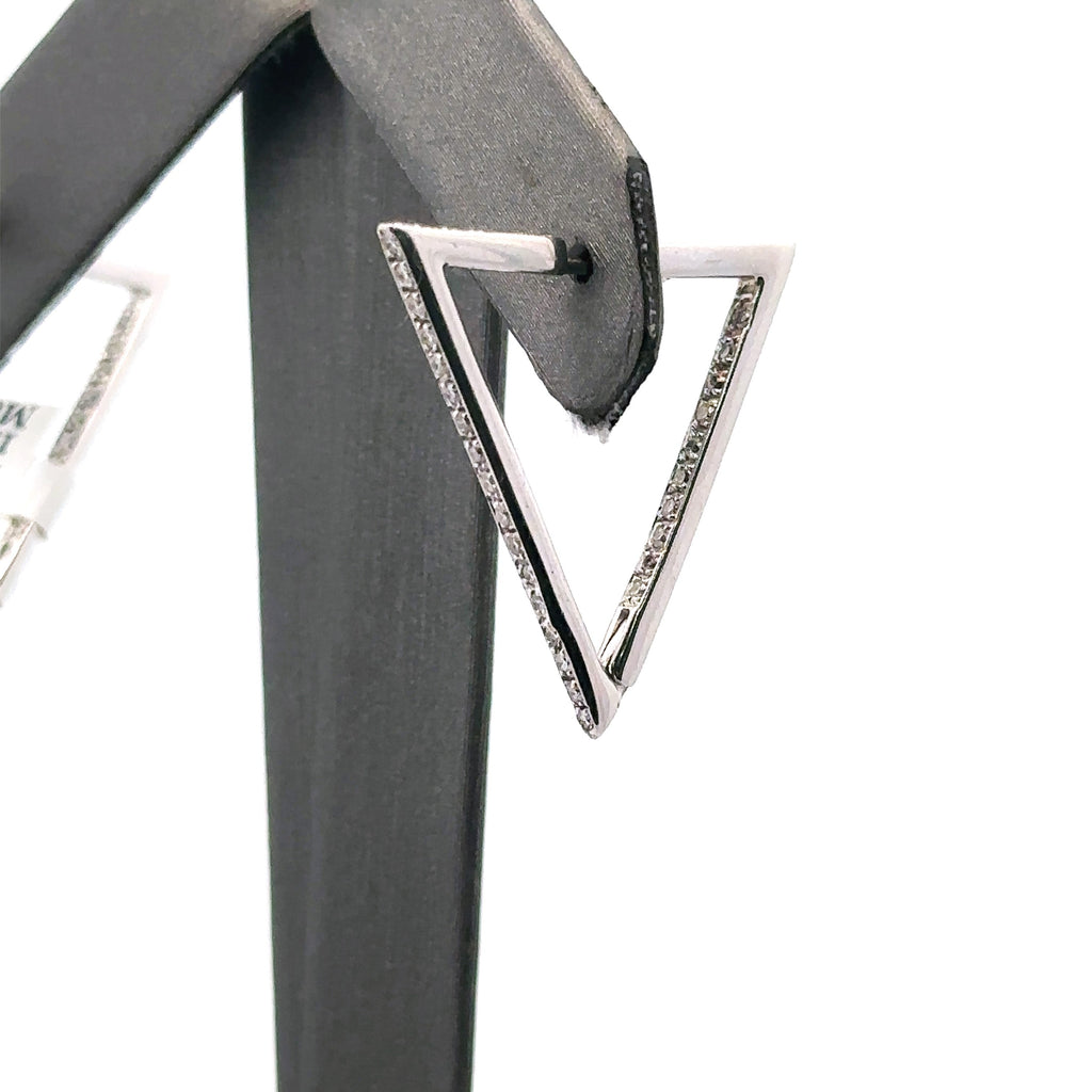 14k White Gold .75CT Diamond Inside Out Triangle Hoop Earrings, 4.8gm, S106936