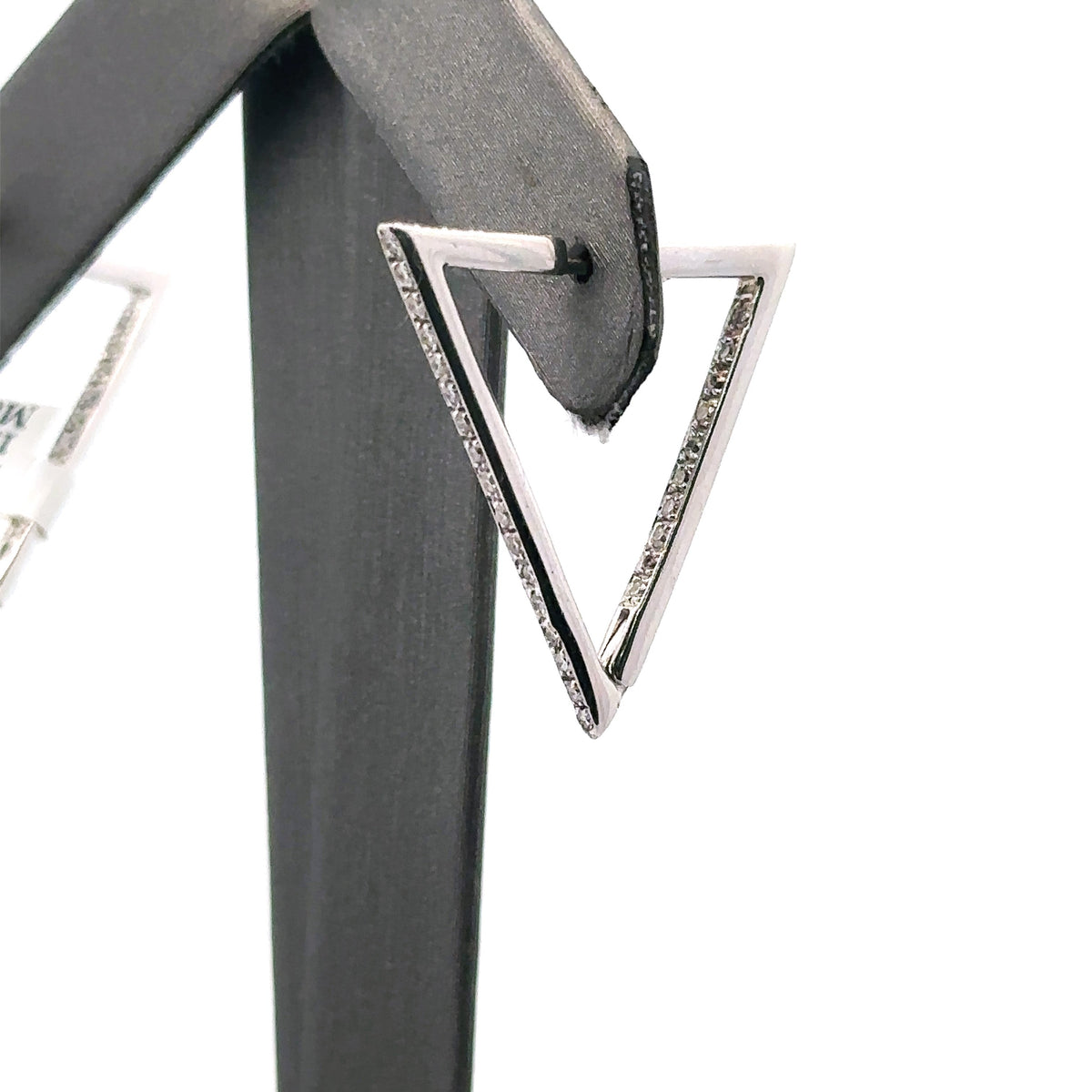 14k White Gold .75CT Diamond Inside Out Triangle Hoop Earrings, 4.8gm, S106936