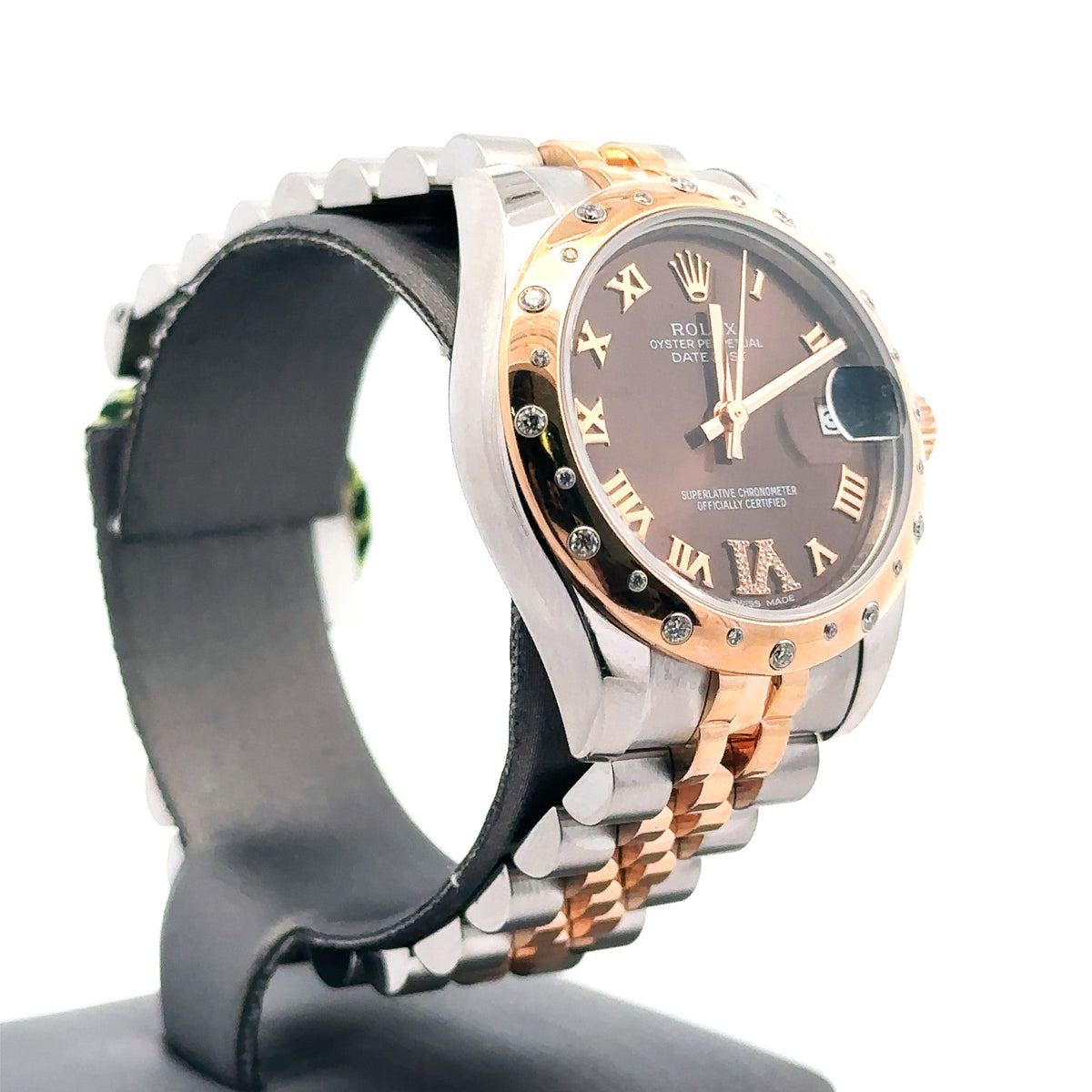 Pre-Owned Rolex Datejust 31mm 2 tone 18k Rose Gold Watch 178341 diamond bezel