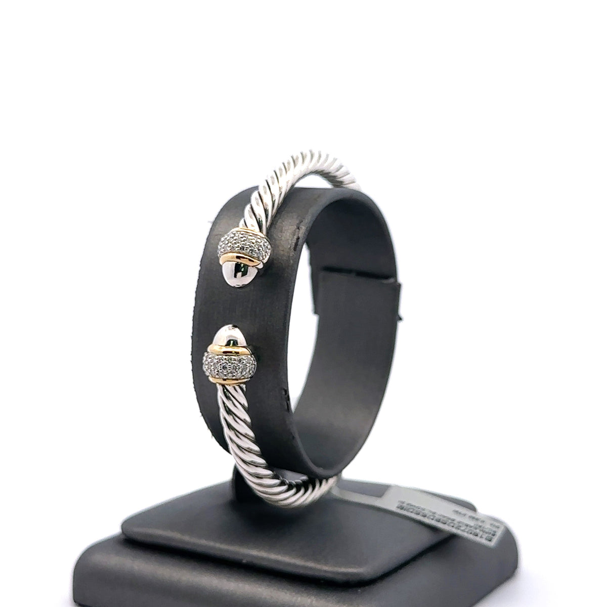 David Yurman Cable Bracelet Sterling Silver with 18K Yellow Gold & Diamonds .34 CT