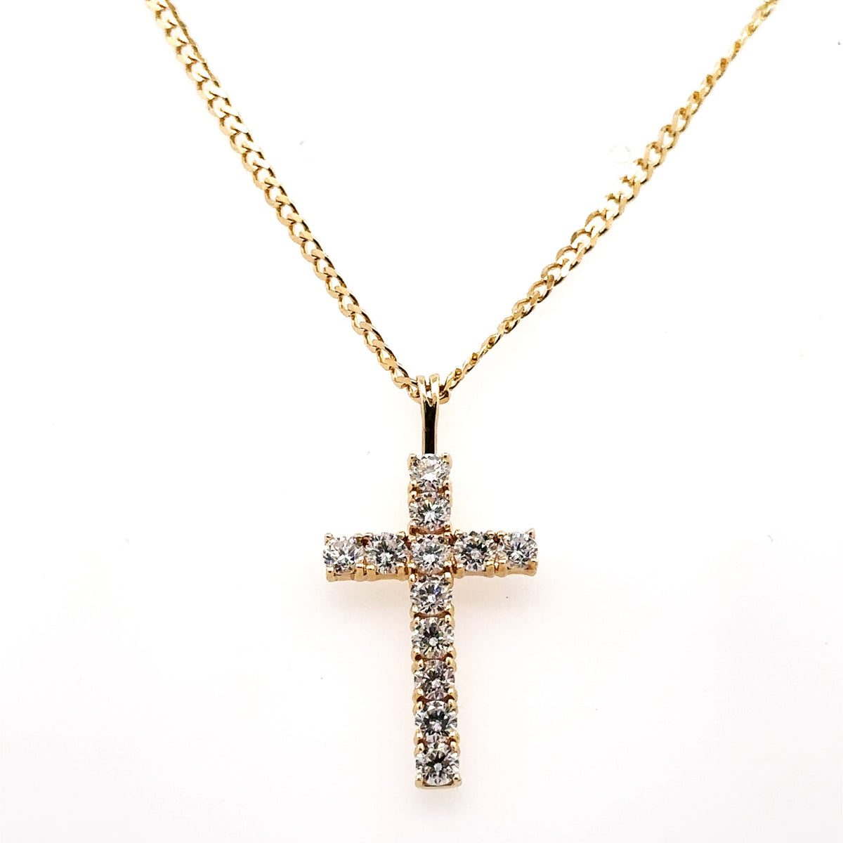 14k Yellow Gold 1.00 CT Diamond Cross Pendant Necklace, 5.1gm, S107911