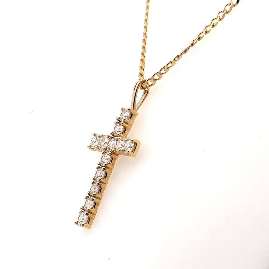 14k Yellow Gold 1.00 CT Diamond Cross Pendant Necklace, 5.1gm, S107911