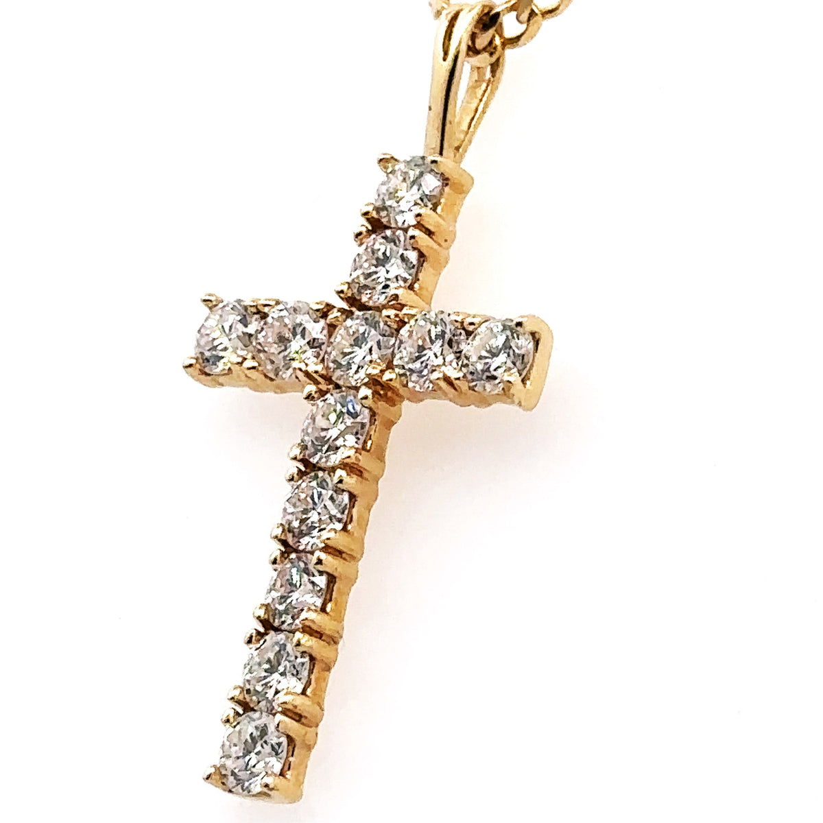 14k Yellow Gold 1.00 CT Diamond Cross Pendant Necklace, 5.1gm, S107911