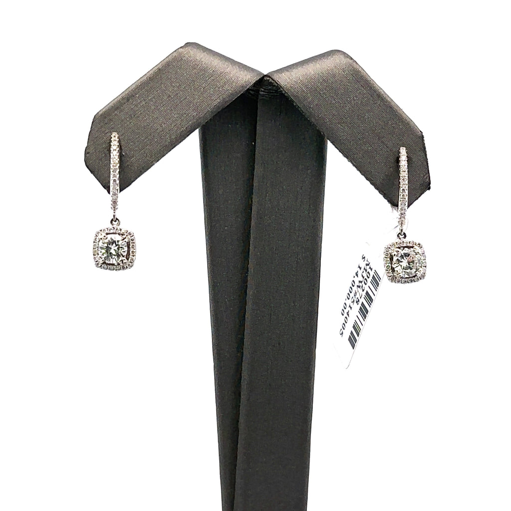 14k White Gold 1.00 CT Diamond Ladies Drop Earrings, 2.8gm, S100278