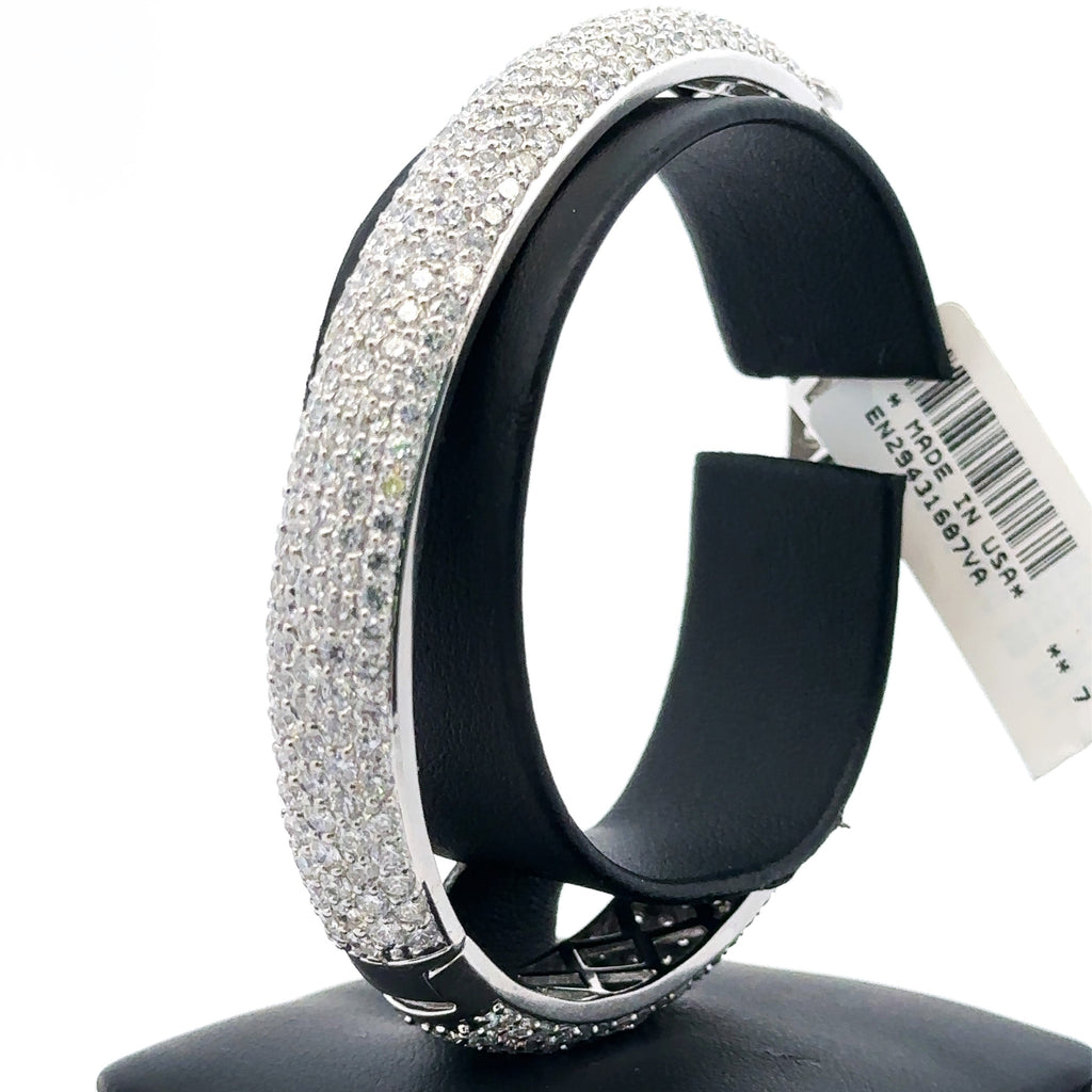 14k White Gold 17.07CT Diamond Bangle Bracelet, 34.7g, 8'' wrist