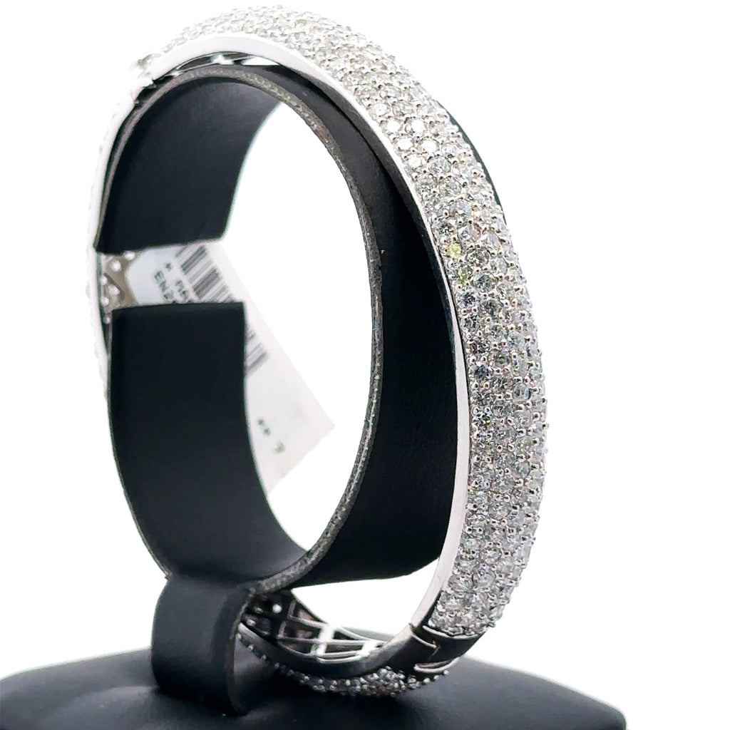 14k White Gold 17.07CT Diamond Bangle Bracelet, 34.7g, 8'' wrist