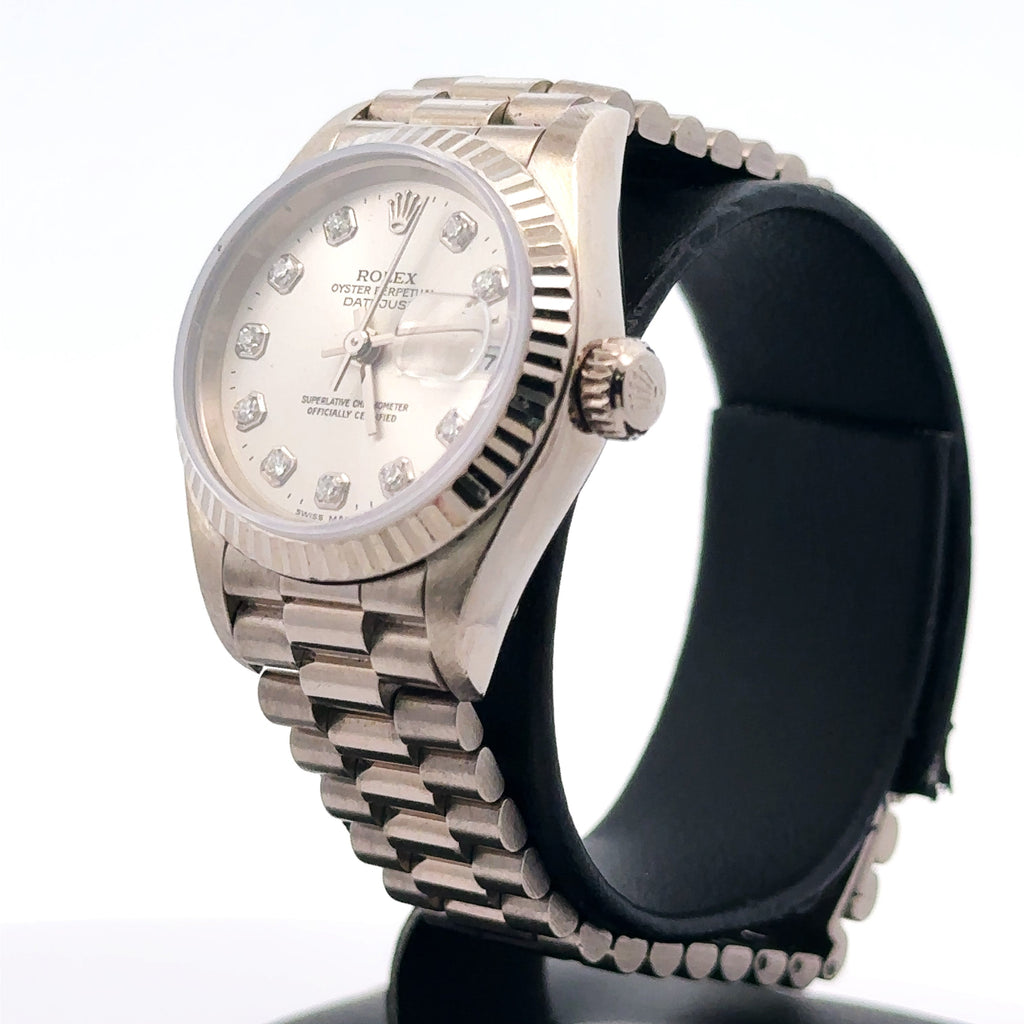 Pre-Owned Rolex Datejust Presidential 2mm 18k white Gold Watch 79179
