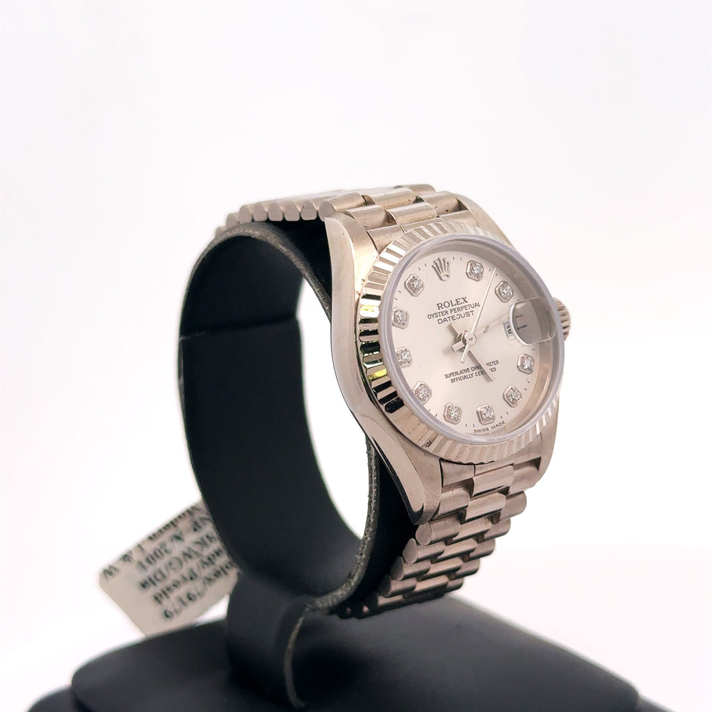 Pre-Owned Rolex Datejust Presidential 2mm 18k white Gold Watch 79179