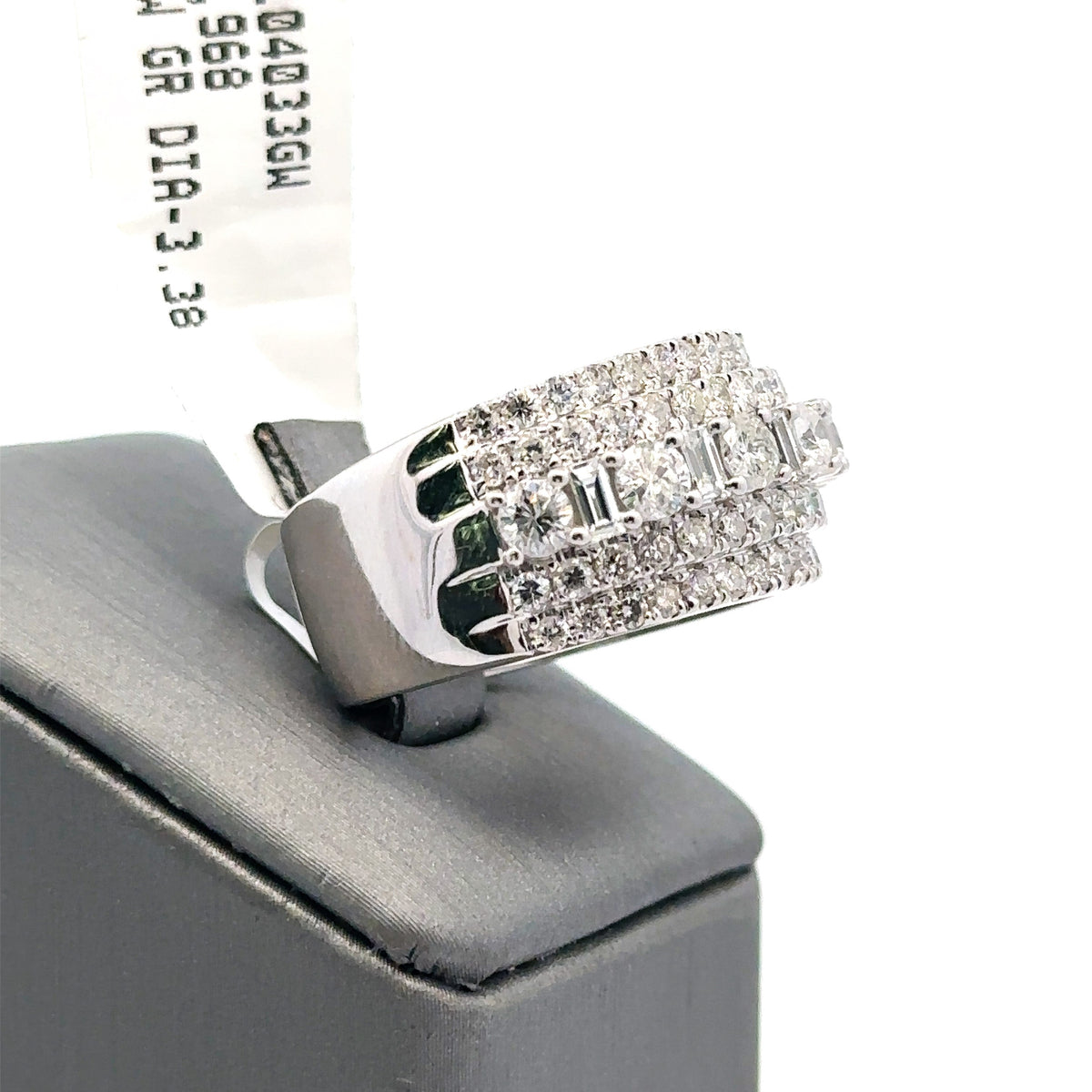 14k White Gold 3.40CT Emerald Cut Baguettes Diamond Band 11.2g Size 11 S107956
