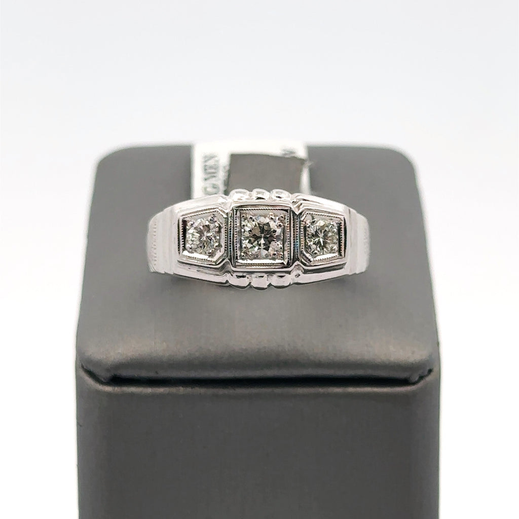 14k White Gold 0.410CT Diamond Men's Wedding Band, 6.6g, Size 10, S107921