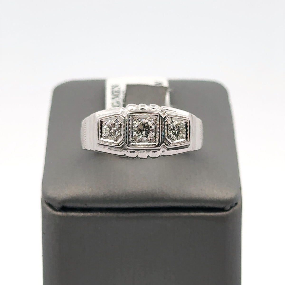 14k White Gold 0.410CT Diamond Men's Wedding Band, 6.6g, Size 10, S107921