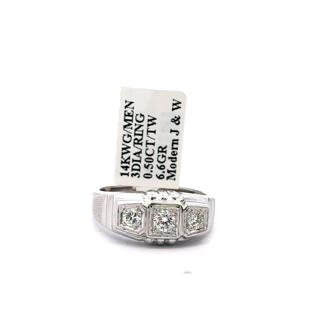 14k White Gold 0.410CT Diamond Men's Wedding Band, 6.6g, Size 10, S107921