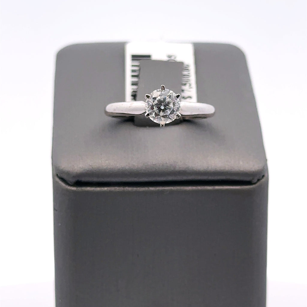 14K White Gold 0.71CT Round Cut Diamond Engagement Ring, Size 5, 2.6G S107923
