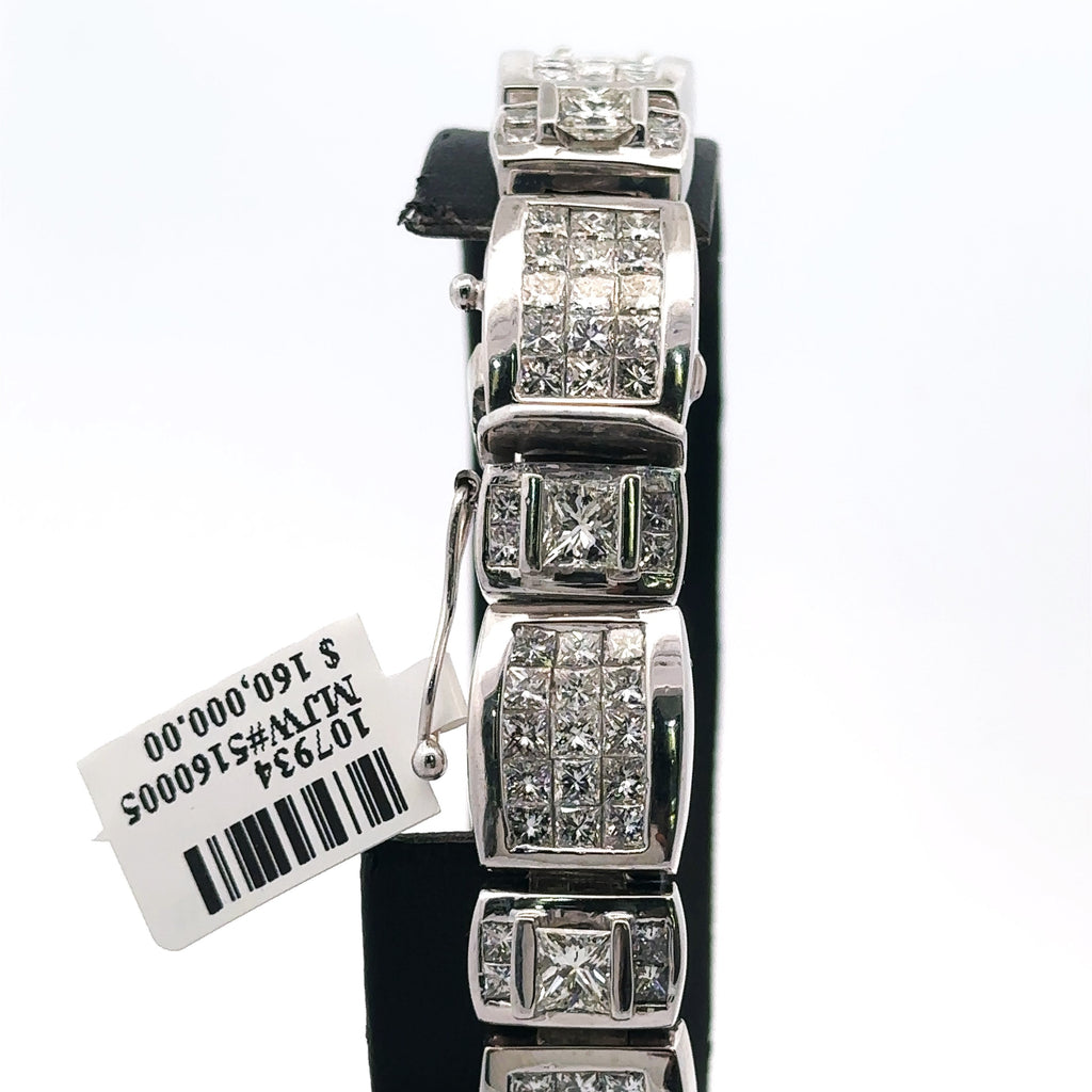 Platinum 24.50CT Princess Cut Diamond Tennis Bracelet, 8.5", 122.0G S107934