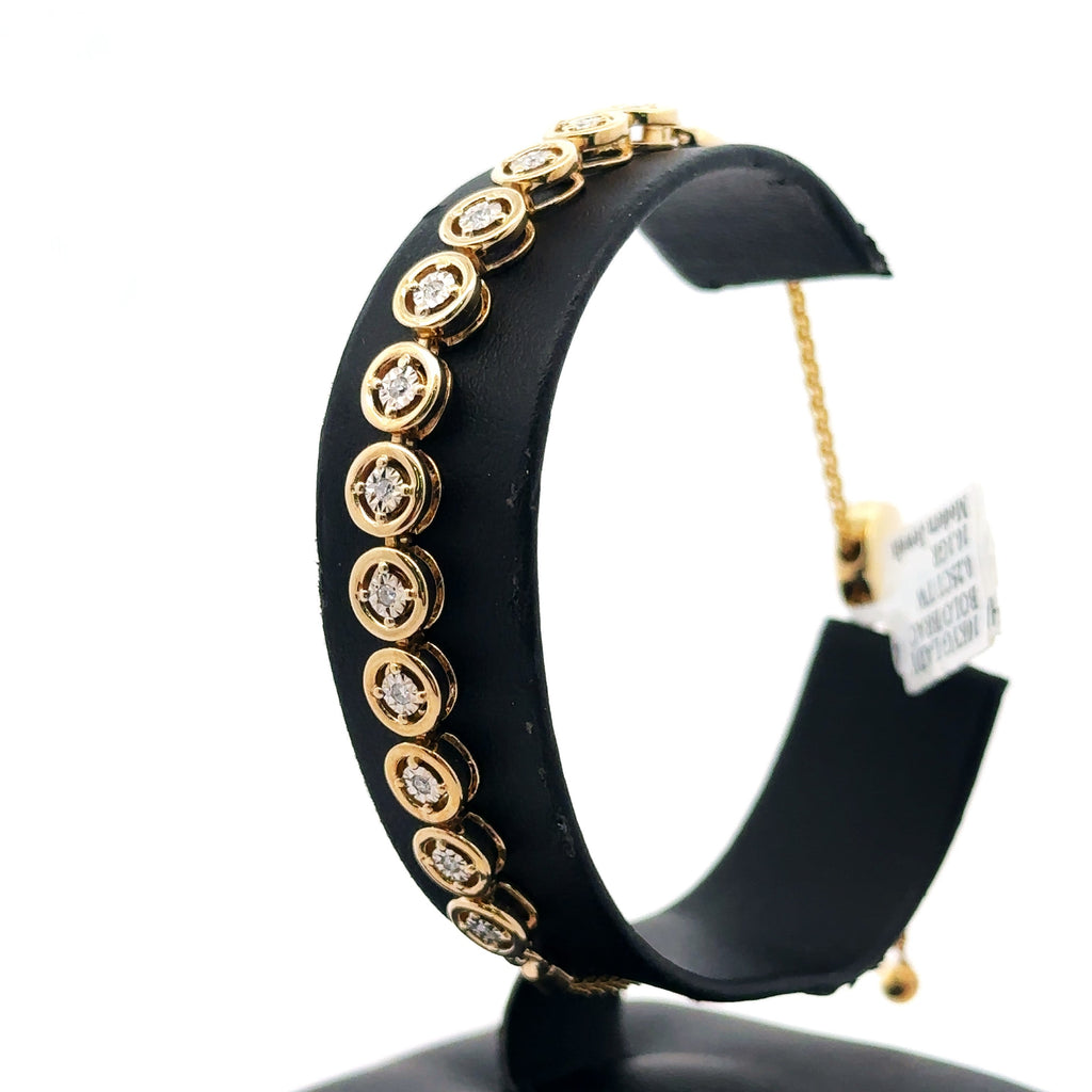 10k Yellow Gold 0.20CT Diamond Bolo Bracelet, 10.1g, S16123