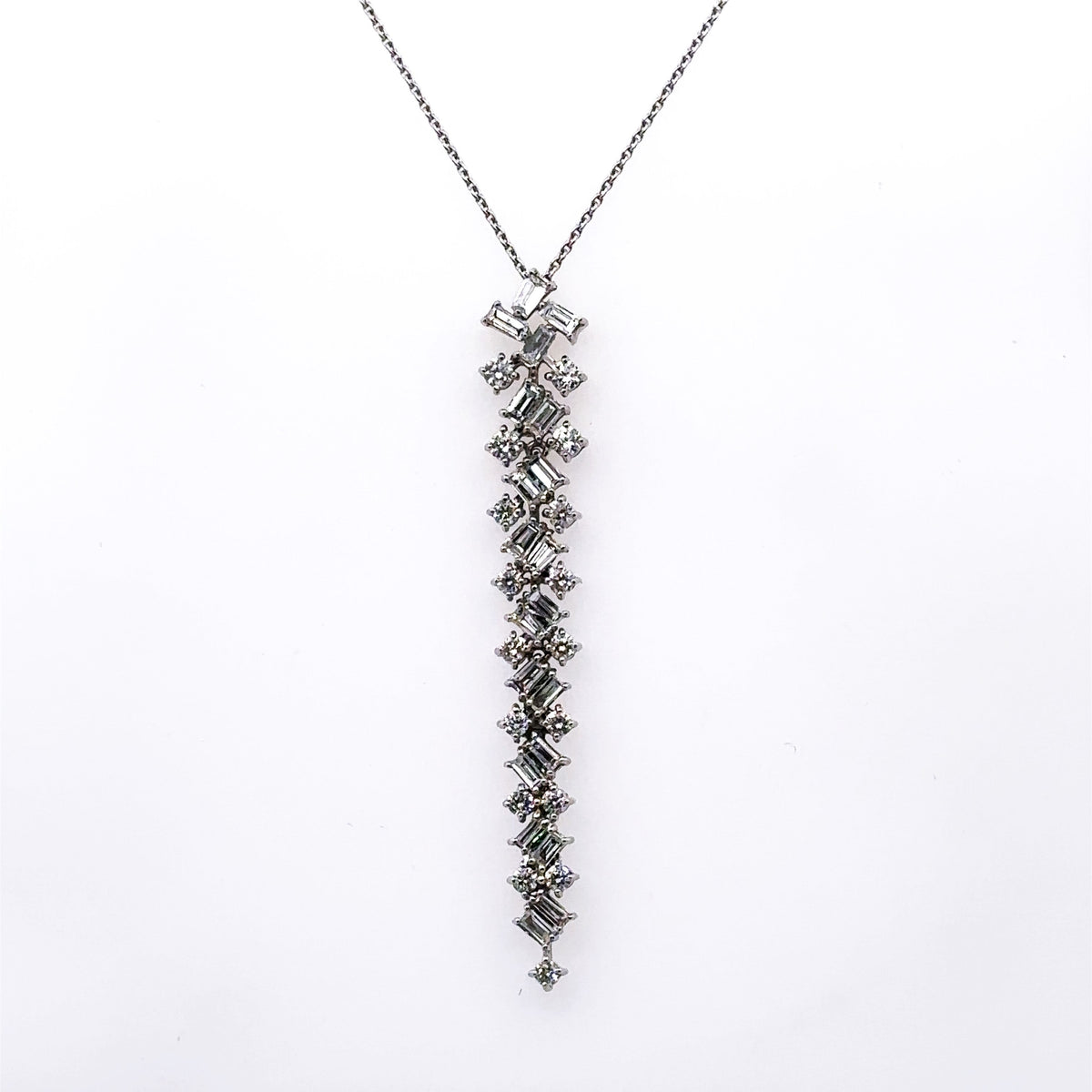 14k White Gold 1.15 Ct Diamond Pendant Ladies Necklace, 4.7gm, S16129