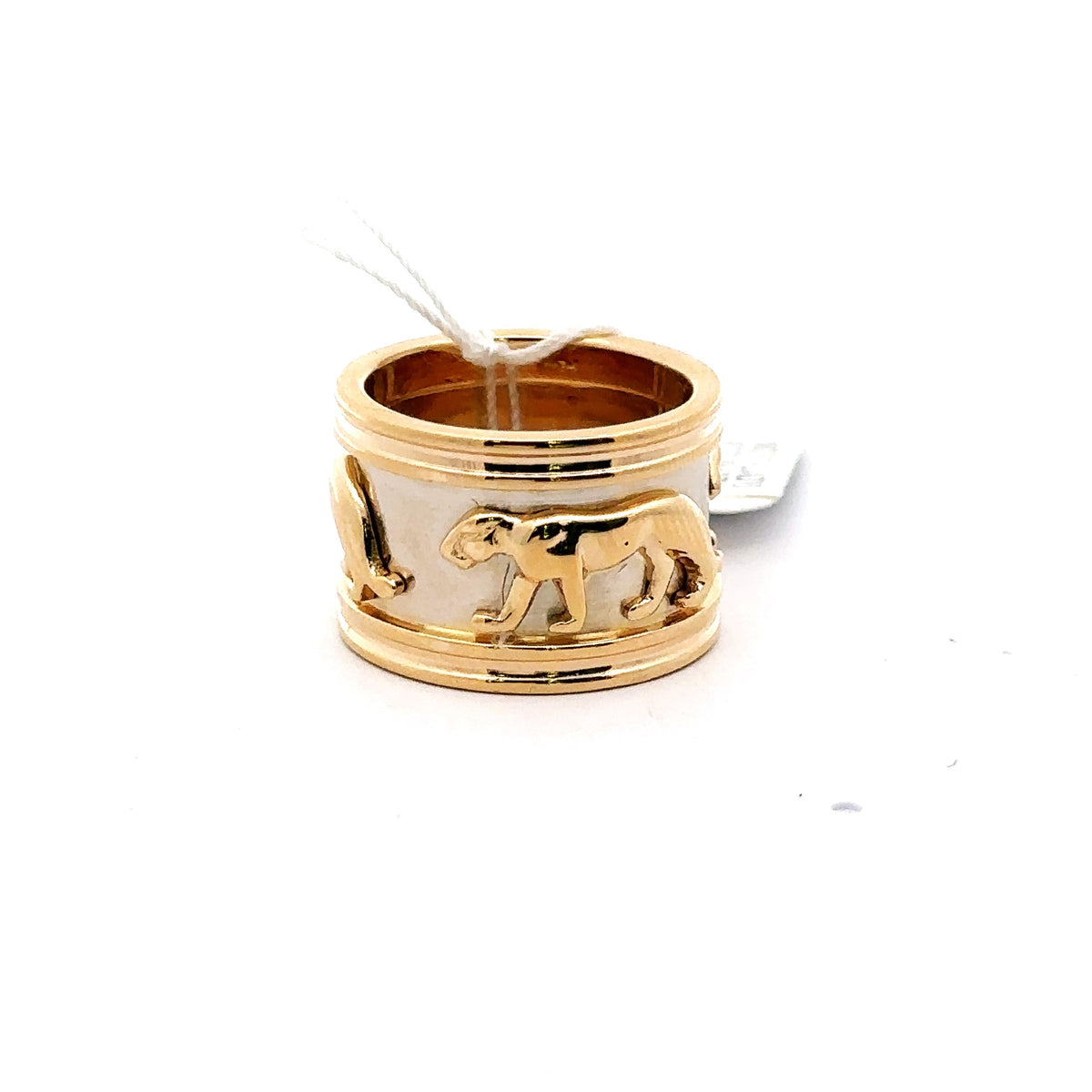 18k Yellow Gold Ladies Panther Style Band, 16.1g, 6.5mm, Size 7, S107981