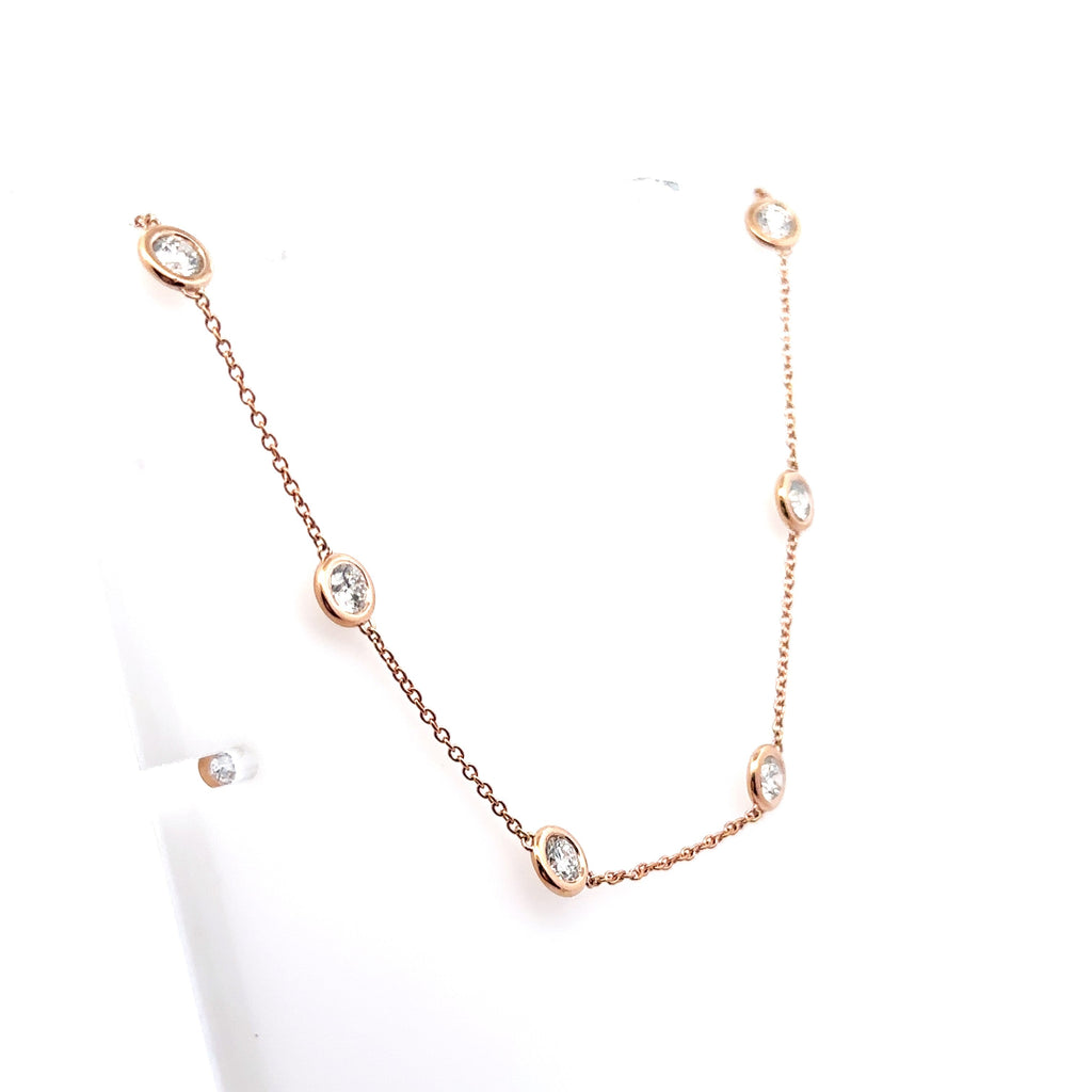 14k Rose Gold 5.50 CT Lab Grown Diamond By The Yard Necklace, 8.1g, 17", S107966