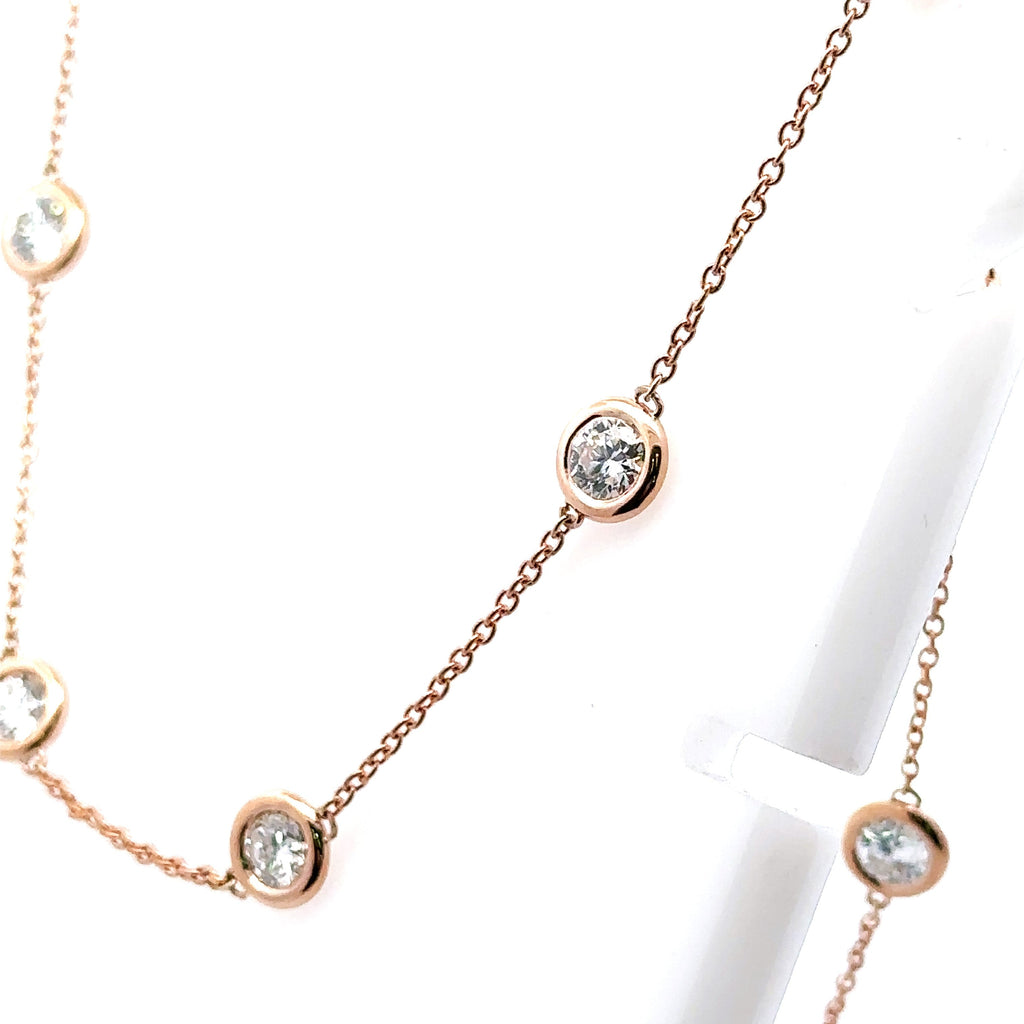 14k Rose Gold 5.50 CT Lab Grown Diamond By The Yard Necklace, 8.1g, 17", S107966