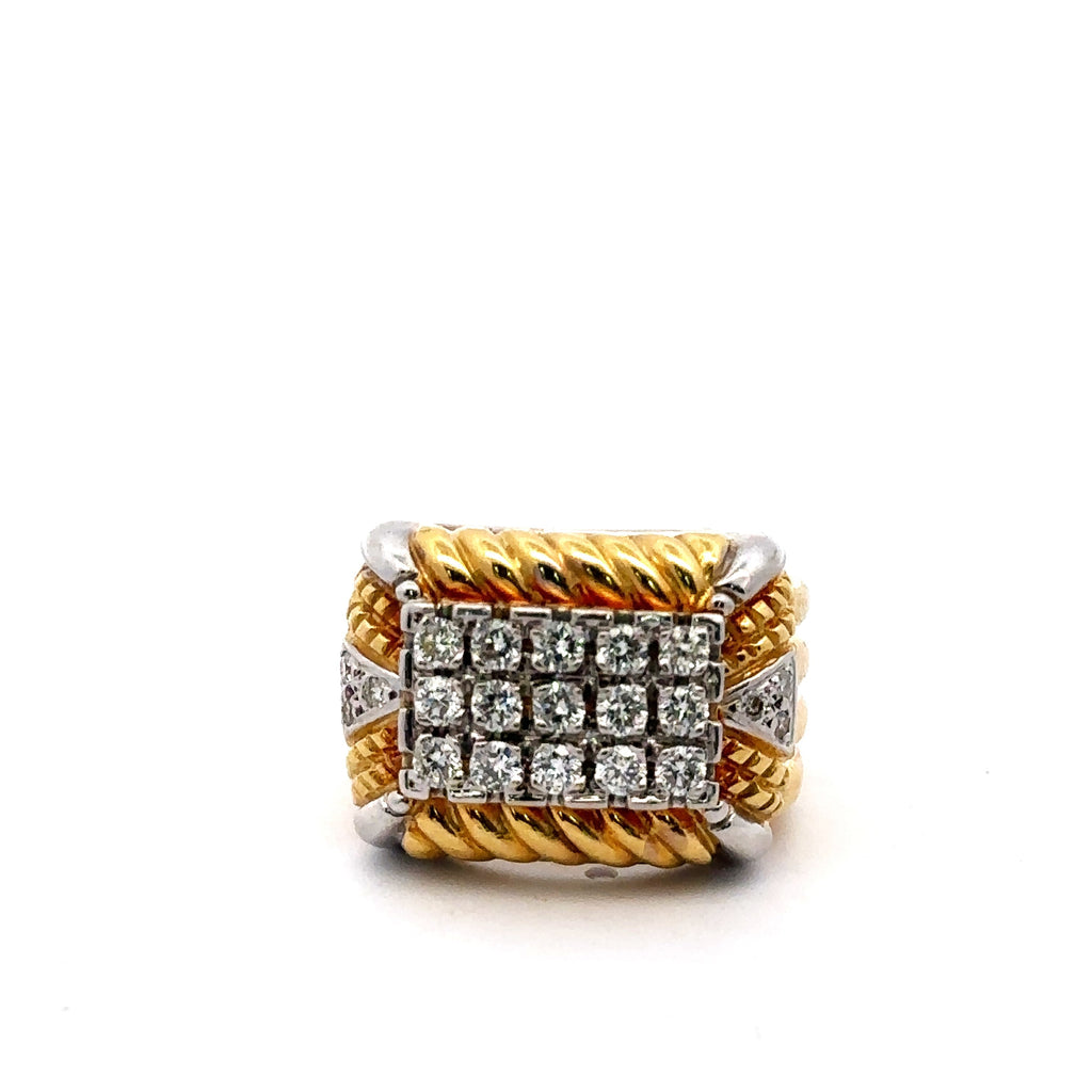 18K Yellow & white Gold 1.00 CT Diamond ladies Ring, Size 6.50, 19.5gm, S105468