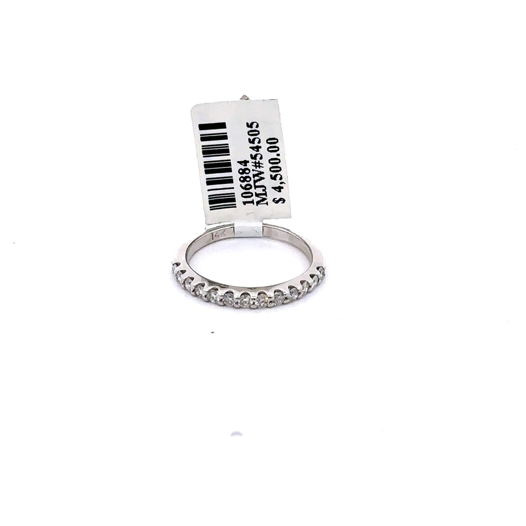 14k White Gold 0.60 CT Diamond Ladies Wedding Band, 2.2G, Size 7,  S106884